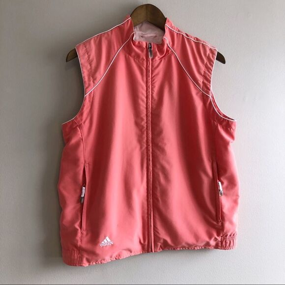Adidas Retro Sporty Hiking Workout Sleeveless Zip Up Jacket Vest Top Pink - Picture 1 of 14